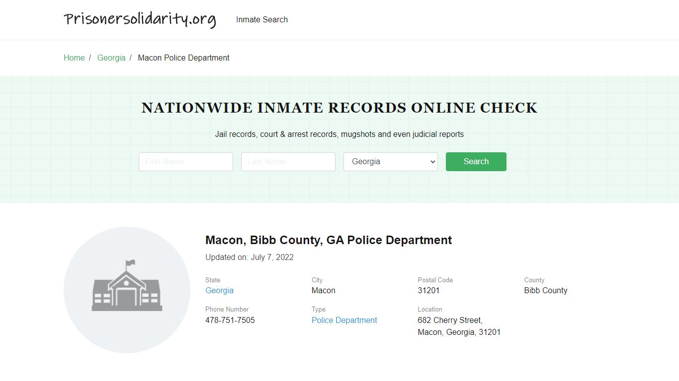 Macon, GA Police - City Jail Inmates, Arrests - Prisoner Solidarity