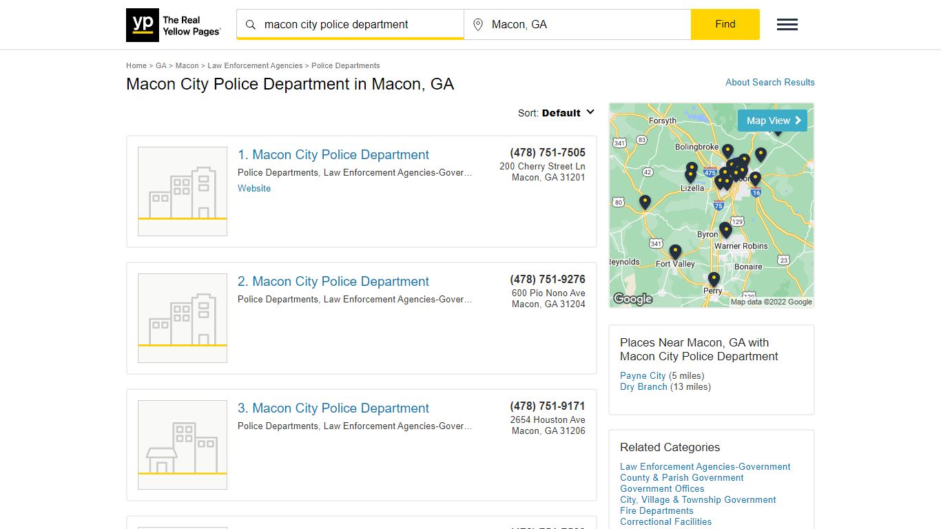 Macon City Police Department in Macon, GA - Yellow Pages